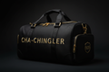 Cha-Chingler Gym Bag – all black matte with gold hardware and CHA-CHINGLER front embroidery